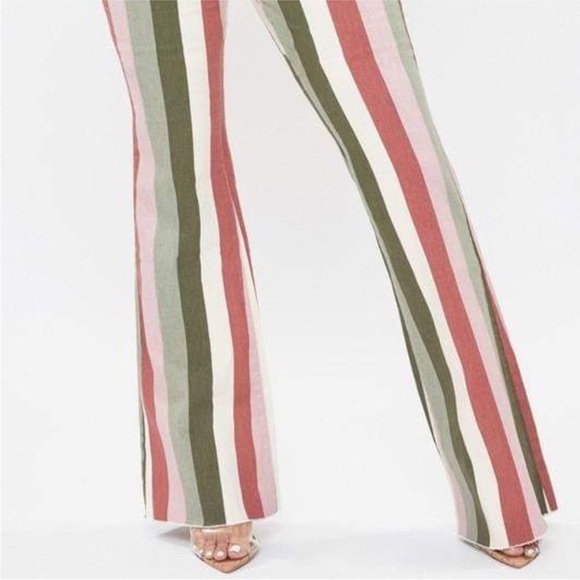 Valentina High Rise Flare Mauve Multi Striped Raw Hem Jeans size 5/27 - Picture 6 of 8